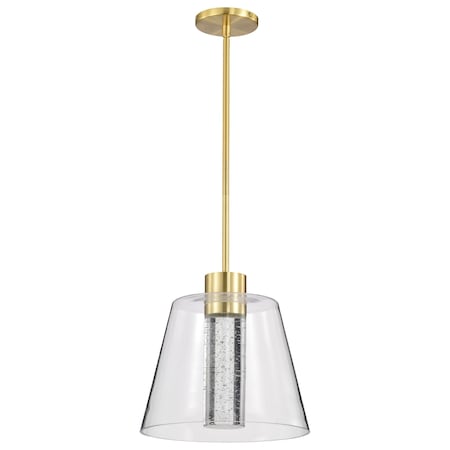 Nuvo Aura, 12 Inch LED Pendant, Brushed Brass, K9 Bubble Crystal, 3000K CCT 62/2182